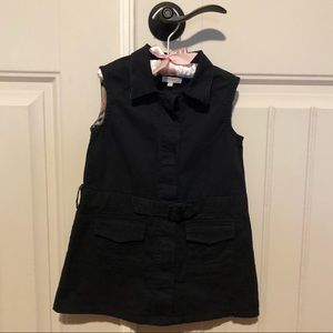 💯 Burberry Girls Navy Blue buttoned dress 18-24m